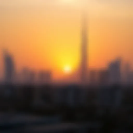 Stunning Dubai skyline at sunset