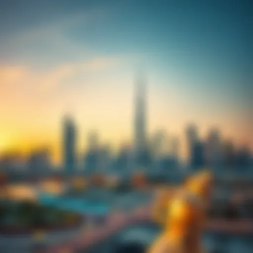 Breathtaking skyline of Dubai at sunset