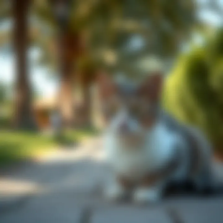 A serene park in Dubai where cats can roam freely.