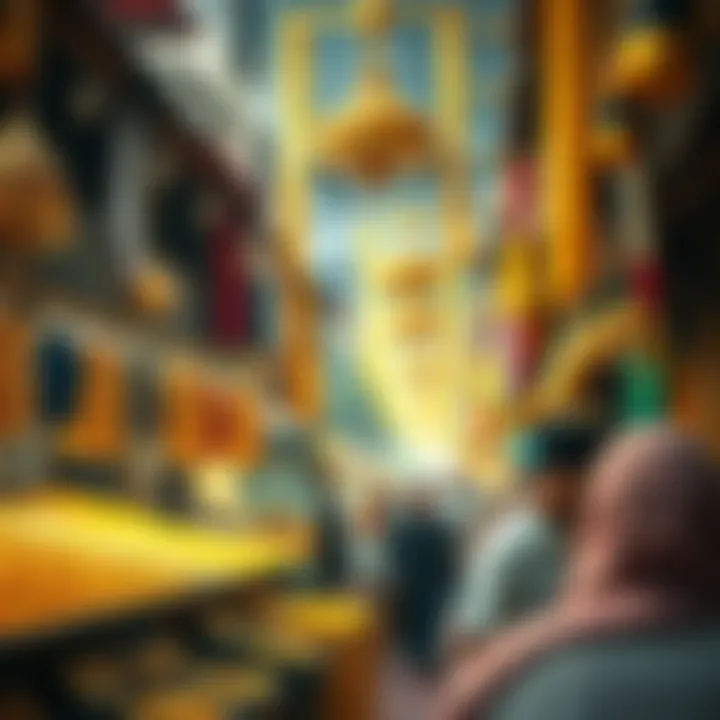 Bustling Market Scene at Souk Gold A bustling market scene filled with gold merchants and customers