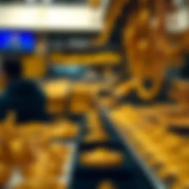 Intricate Craftsmanship of Gold Pieces Intricate craftsmanship of gold pieces showcased in the market