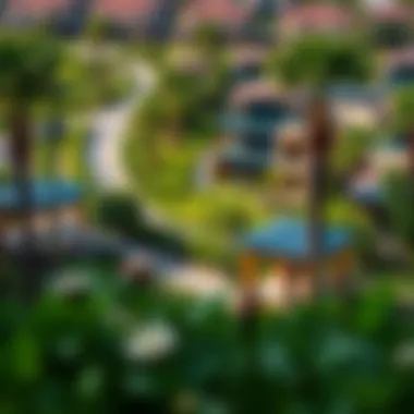 A picturesque view of Springs Community showcasing the lush greenery and modern architecture