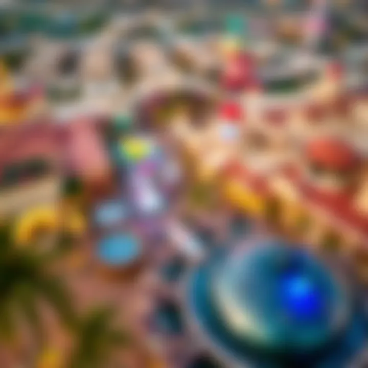 An aerial view of the stunning attractions in Global Village