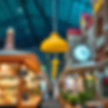 An engaging marketplace within Global Village filled with diverse products