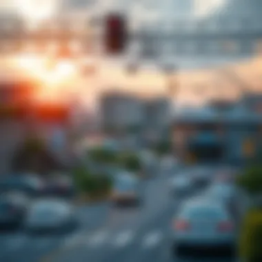 Infrastructure elements of a workers' village highlighting transportation and amenities.