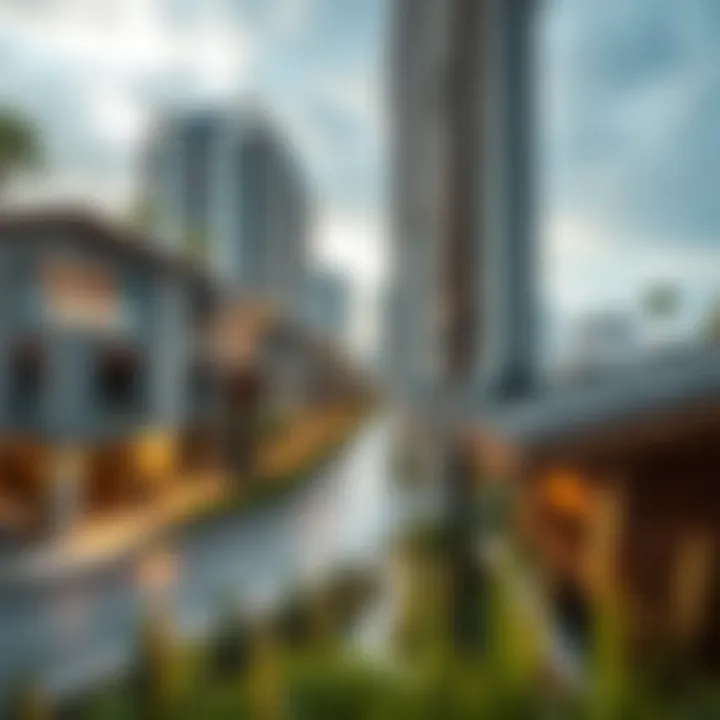 A modern workers' village blending with urban surroundings reflecting contemporary design.